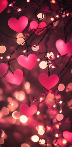 Heart-shaped pink and red lights for Valentine's Day