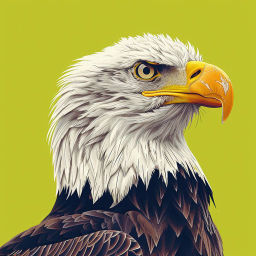 Eagle clipart with surreal brightness on chartreuse background