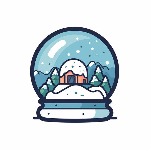 Minimalist snow globe clipart on white background