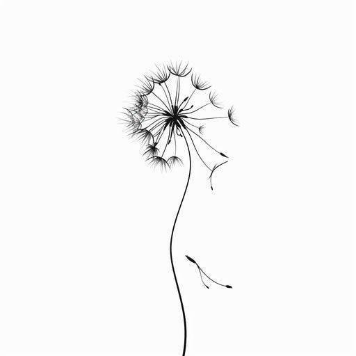 Dandelion leaf tattoo design, line-art style, elegant and simple