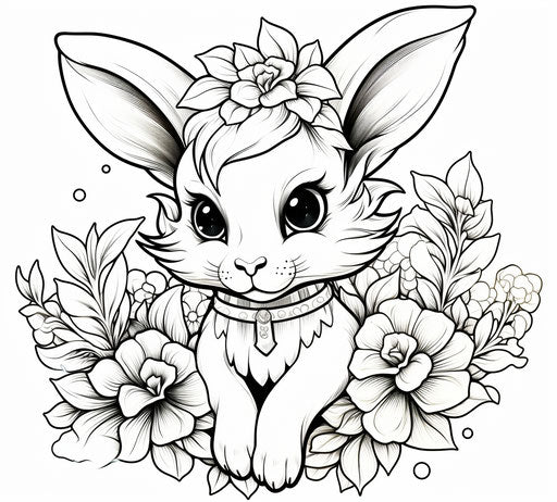 Printable cute kawaii bunny coloring pages