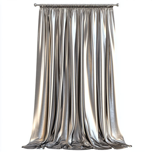 3D Foil Curtains on flat white background, isolated clipart