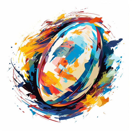 Rugby ball clipart in the style of Impressionistic Art