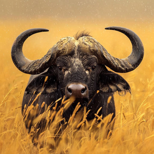Wild buffalo showcasing natural behavior in Frans Lanting's style