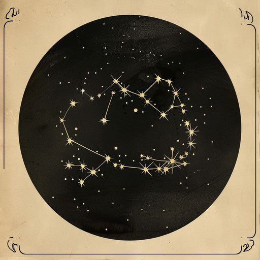 Ethereal Cancer constellation tattoo sketch, glowing stars