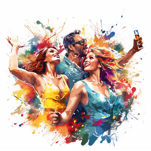Party clipart in the style of Oil painting, on a white background