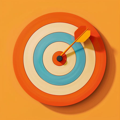 Realistic target clipart on a sunset orange background