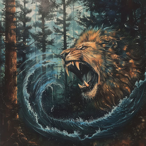 The lion's roar creating ripple effect in dense forest
