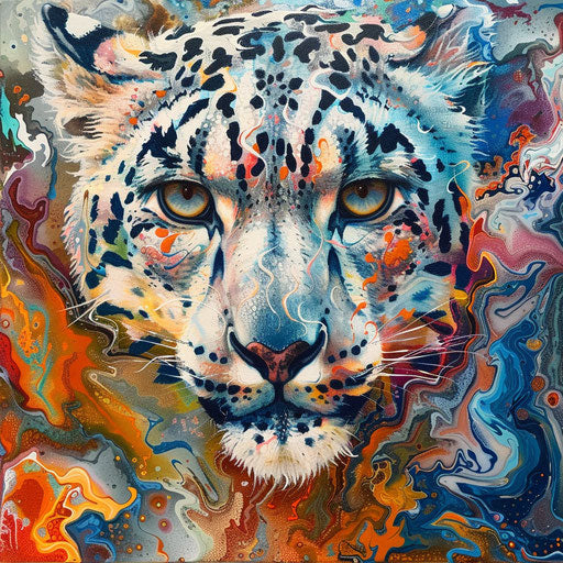 Abstract portrayal of a snow leopard