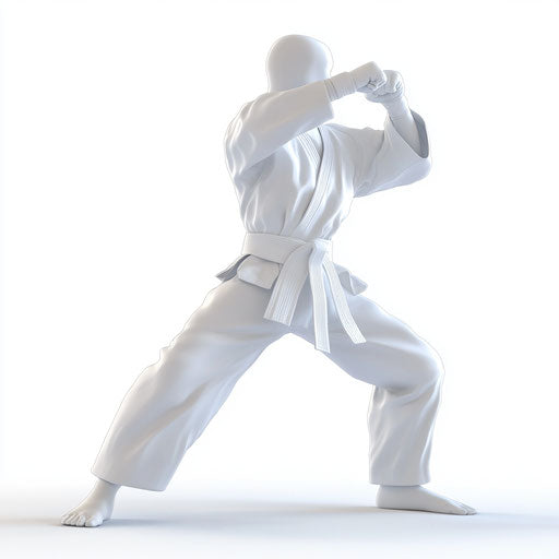 3D karate in photo realistic style with flat white background
