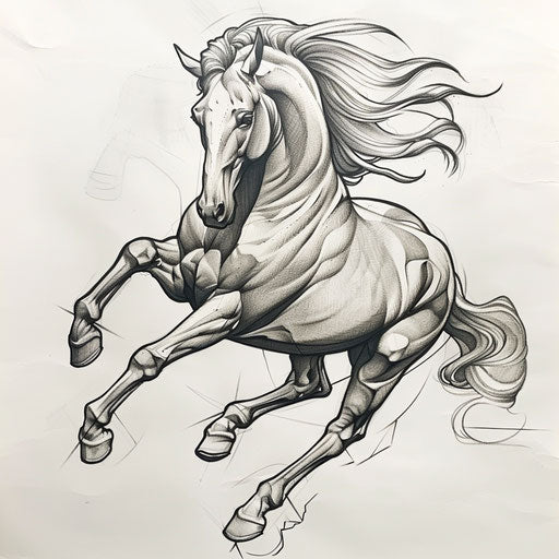 Elegant horse in motion on white background