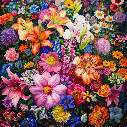 Vibrant painting of blooming flower bouquet