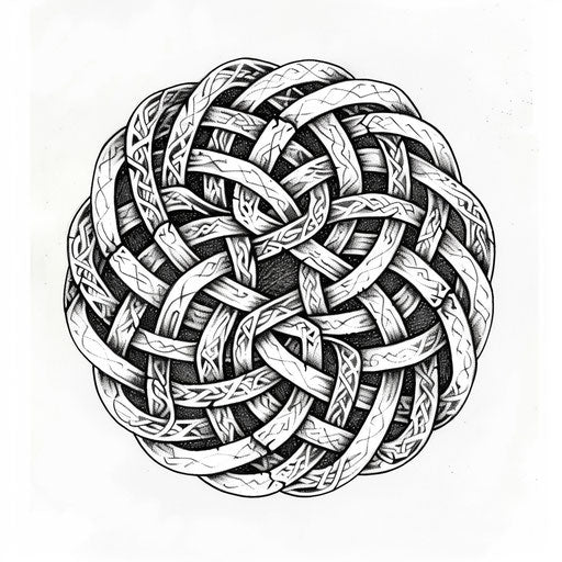 Intricate Celtic knotwork tattoo on pure white background