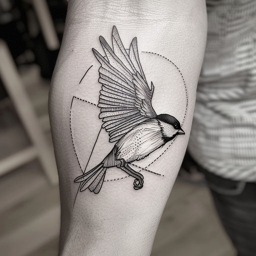 Stylized sketch of a flying bird, created from one unbroken line