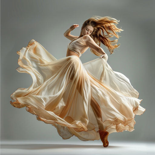 Graceful movement: a dancer swirling in a flowing dress