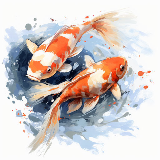 Koi fish in the style of Impressionistic Art