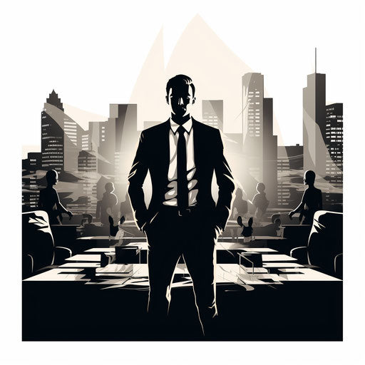 Chiaroscuro Art style business clip art on white background