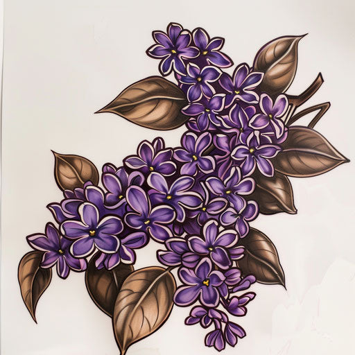 Traditional tattoo with bold outlines and bright purple shades