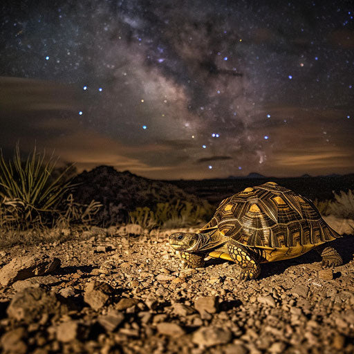 Texas tortoise in moonlit desert