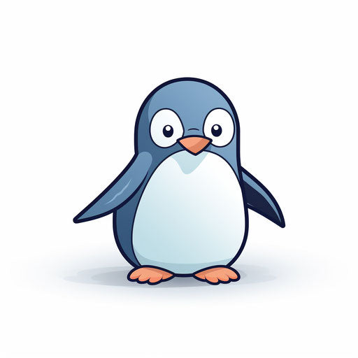 Minimalist penguin illustration on white background