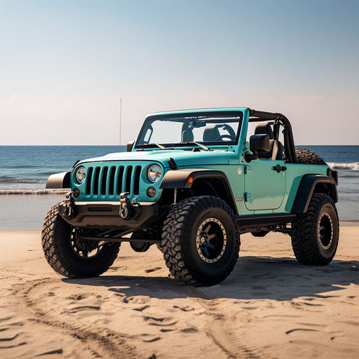 Old jeep Wrangler seafoam blue