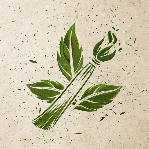 Nature-inspired cleaning logo with green accents on a natural texture background