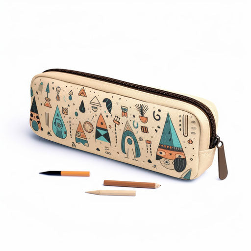 Minimalist pencil case on white background