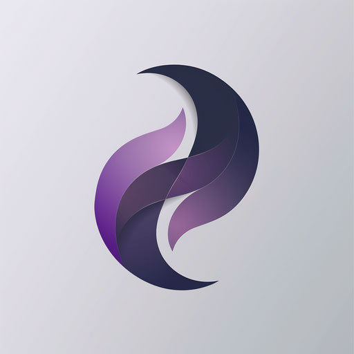 Logos with abstract shapes and clean design, purple and grey
