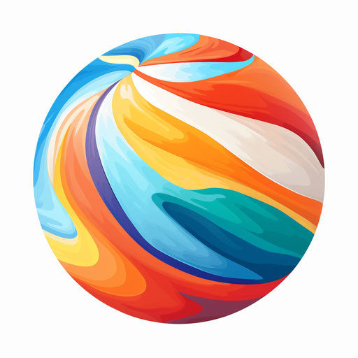 Beach ball clipart in the style of oil painting, on white background