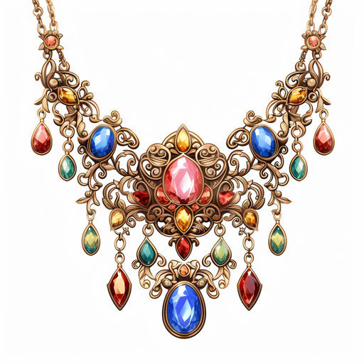 Jewelry clipart in the style of Oil painting, on a white background