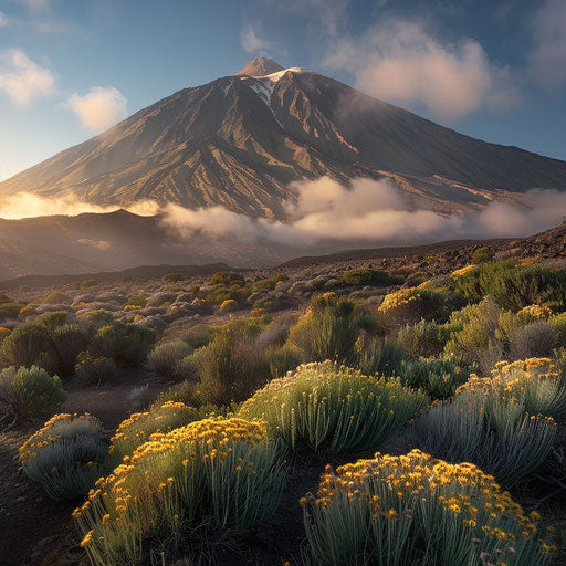 Serene Canary Islands landscapes with rising mist