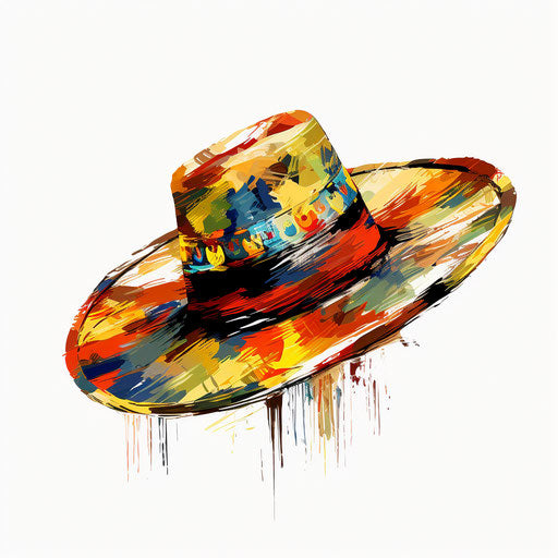 Illustration of a hat in the style of Impressionistic Art, on white background