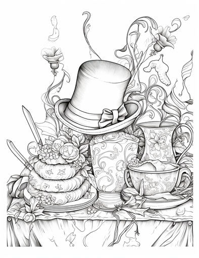 Coloring pages of party hats