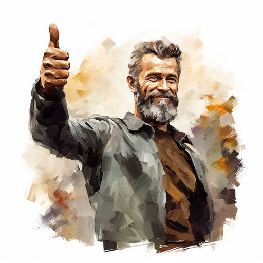 Artistic drawing resembling oil painting on white backdrop