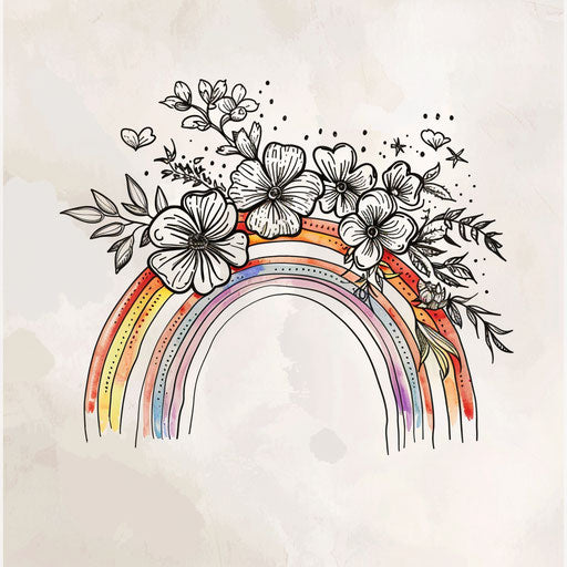 Elegant and delicate rainbow tattoo sketch