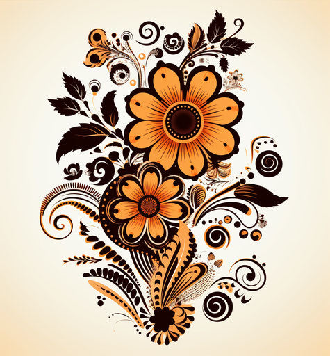 Abstract henna flowers, flower pattern 59:64