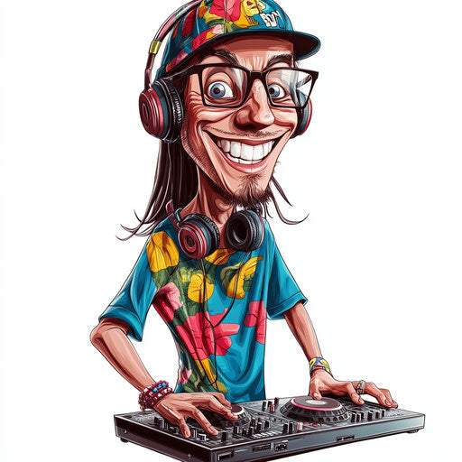 High-Resolution Dj Caricature Clipart in 4K PNG
