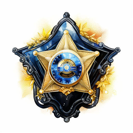 Police badge oil painting style on white background