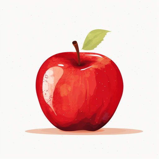 Red apple in minimalist style, on white background