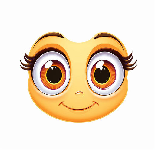 Cute cartoon emoticon with big eyes and friendly smile