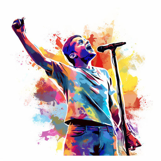 Karaoke clipart in the style of Impressionistic Art, on a white background