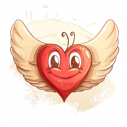 Winged heart in cartoon gif, hallyu, elegant faces