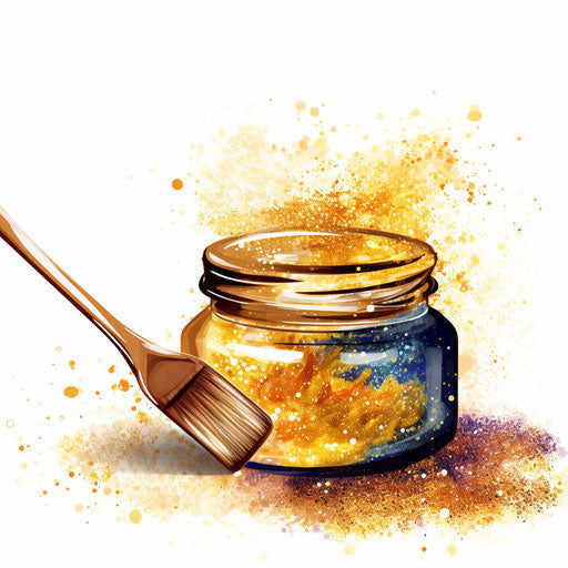 Glitter in Oil Painting Style on White Background