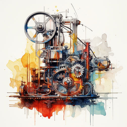 Machine illustration in the style of Oil painting