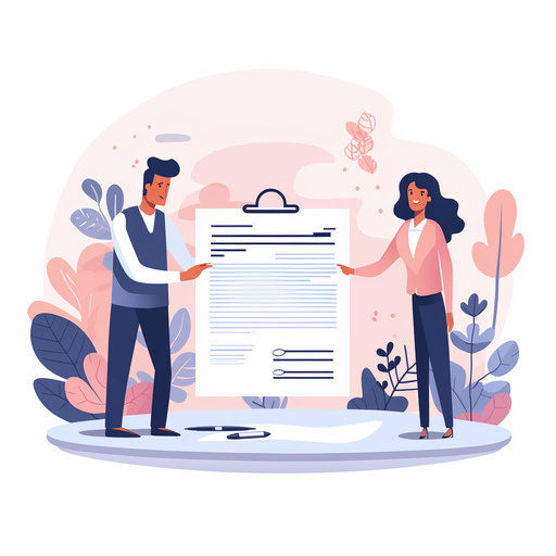 Illustration of contract in the style of Pastel Colors Art