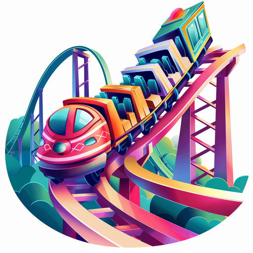 Photo realistic roller coaster clipart on flat white background