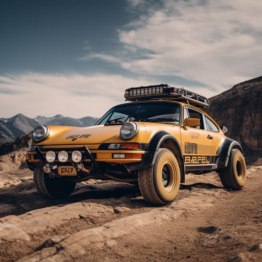 Porsche 911 Carrera classic rally version with off-road mods
