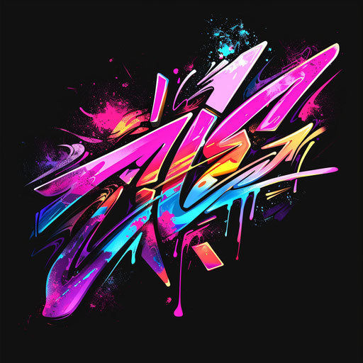Edgy cool logo with graffiti elements and urban colors