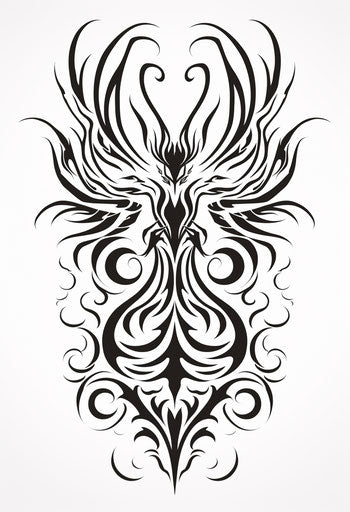 Tribal phoenix tattoo: graphic and symmetrical art