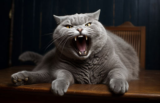 Grey cat resting upside down, tongue out 17:11